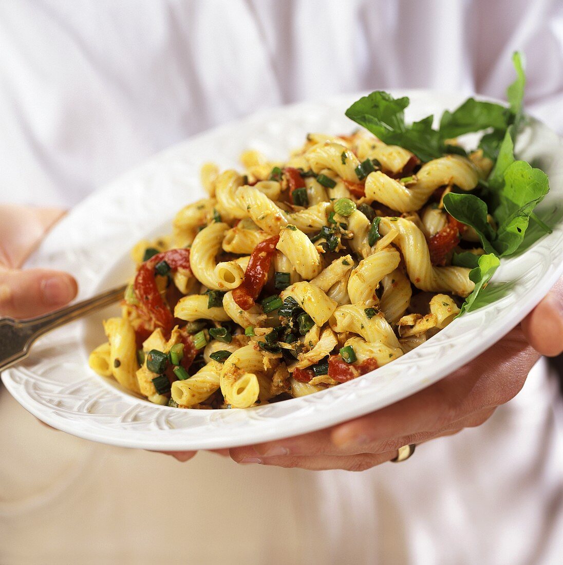 Nudelsalat mit Thunfisch und gebratenen Paprikaschoten