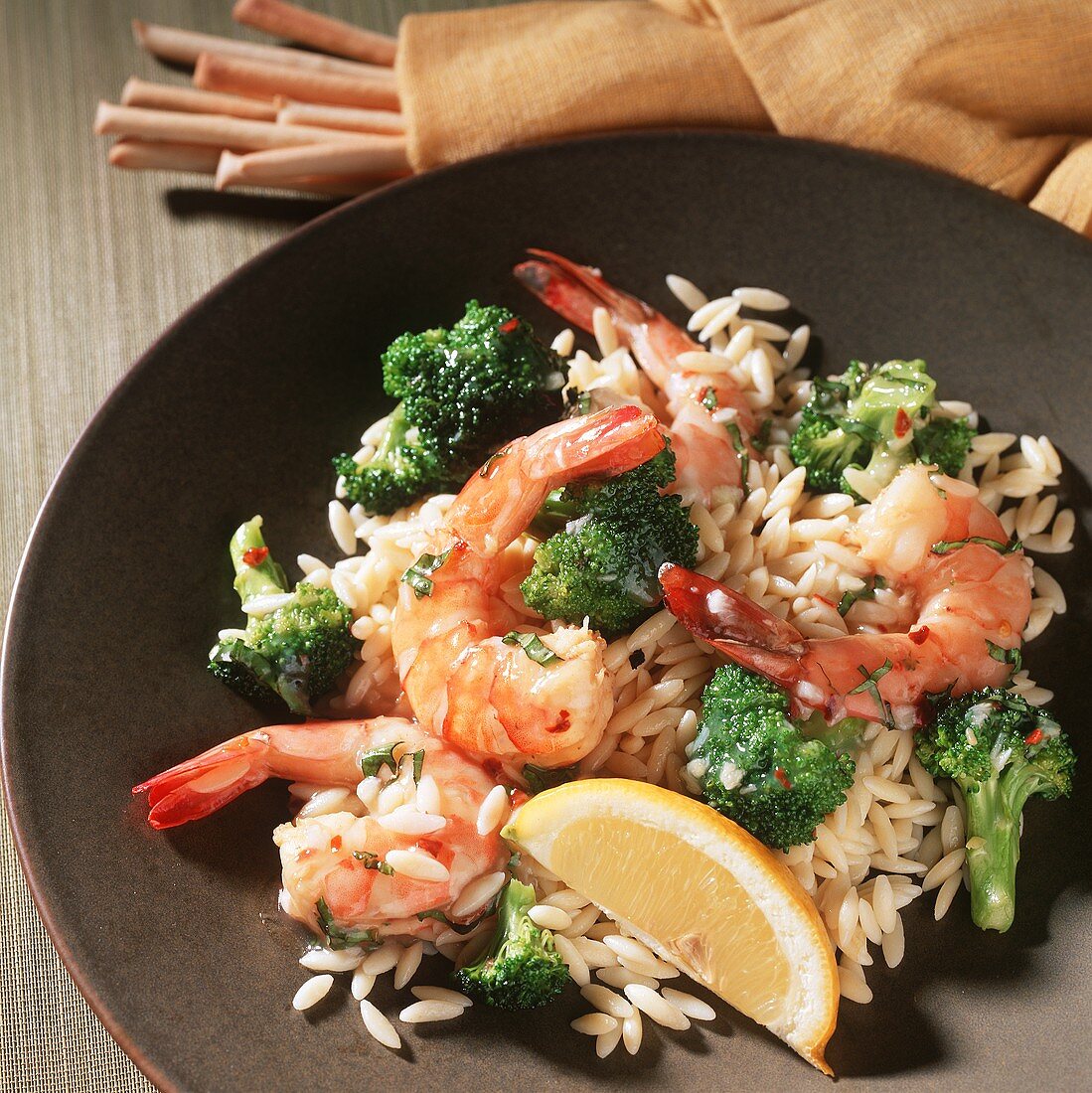 Shrimp Scampi with Broccoli and Orzo