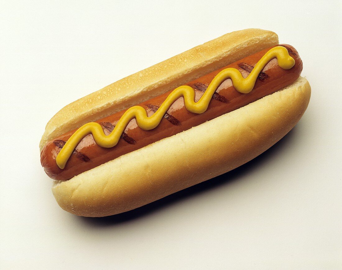 Hot Dog on a Bun with Mustard