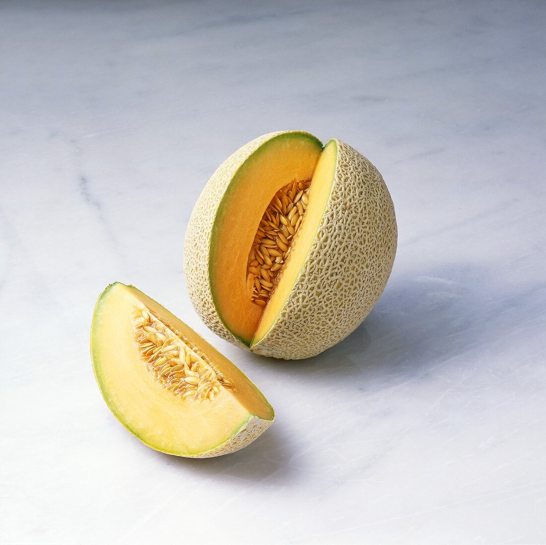 Cantaloupe Melone; angeschnitten