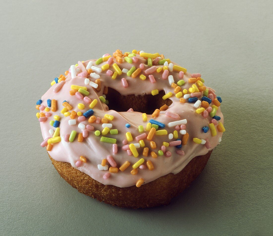 Donut with Pink Frosting and Sprinkles