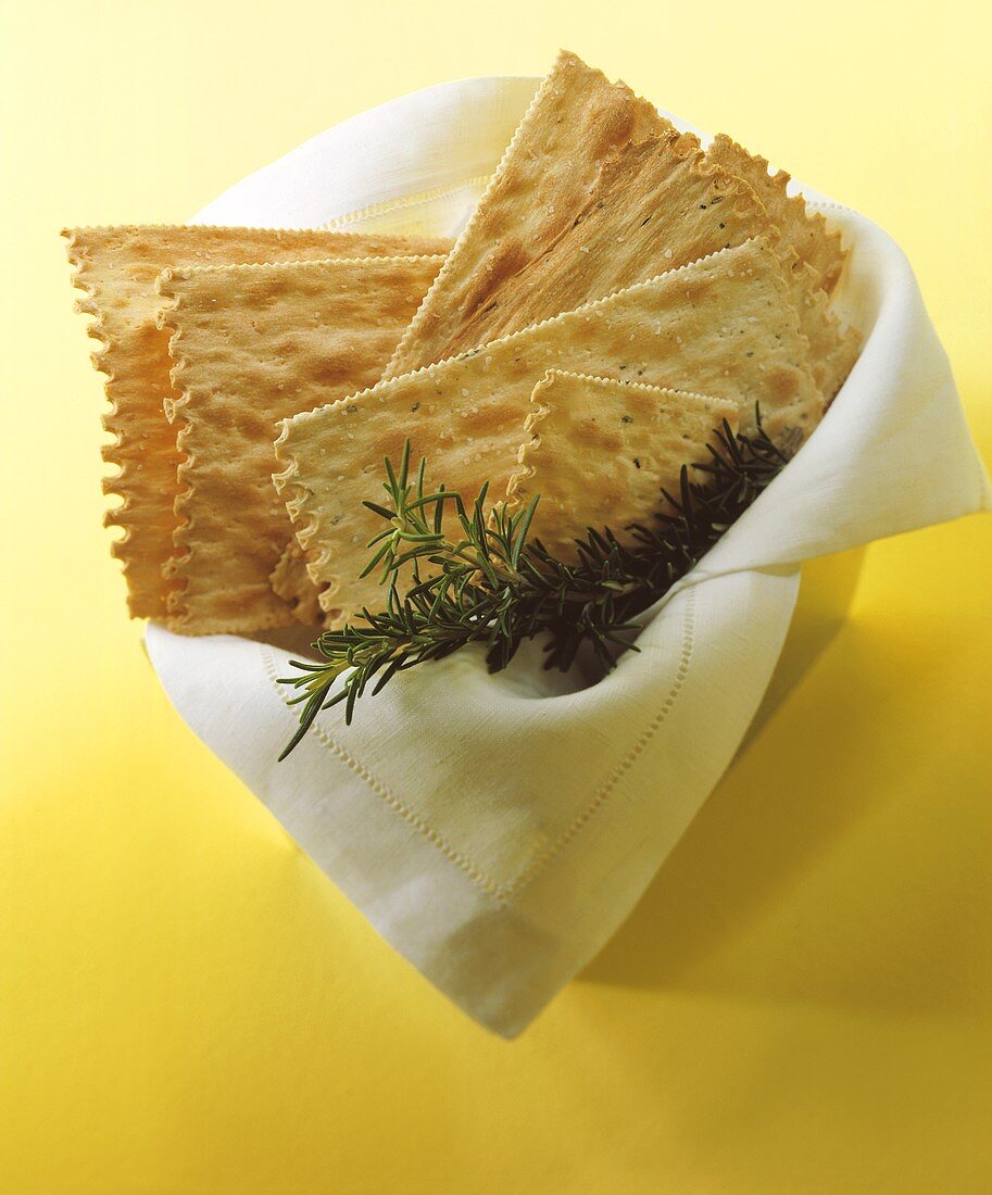 Crackers in a Linen Bowl