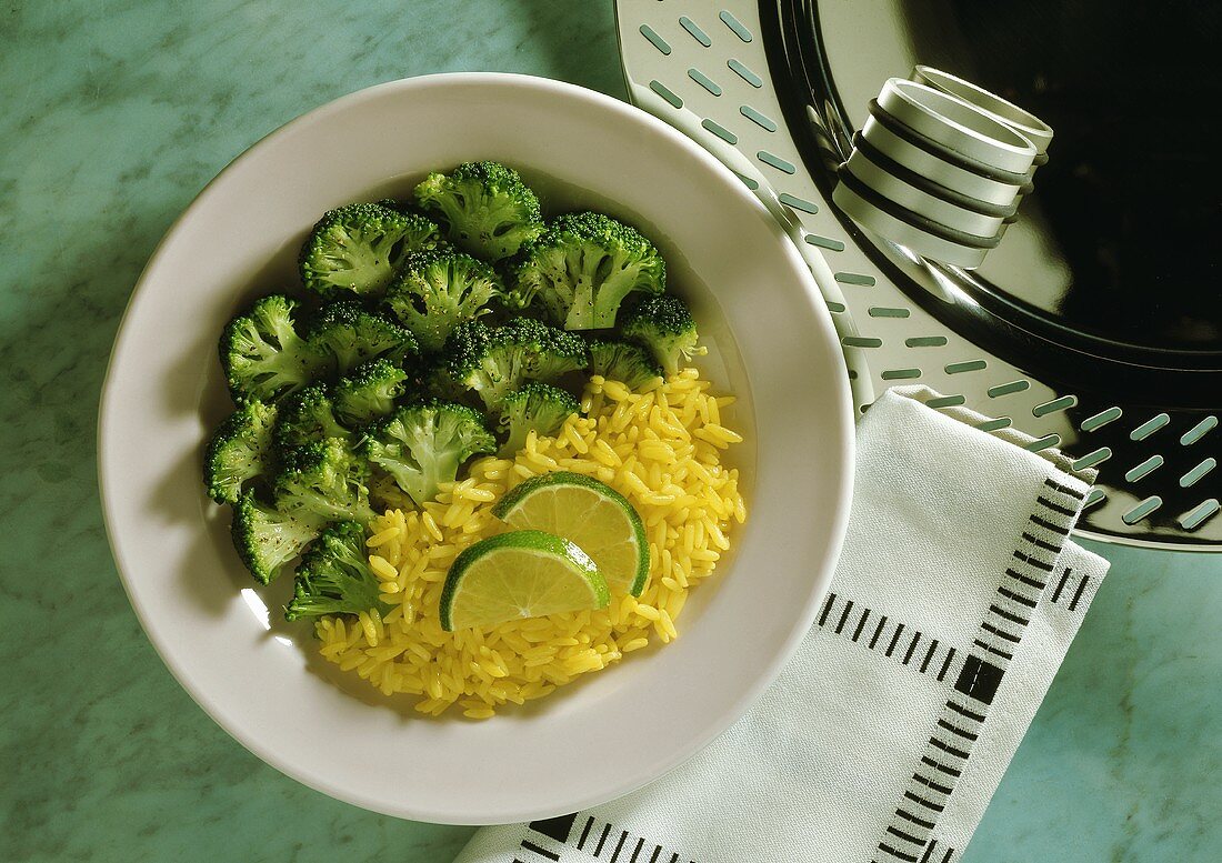Broccoli with saffron rice