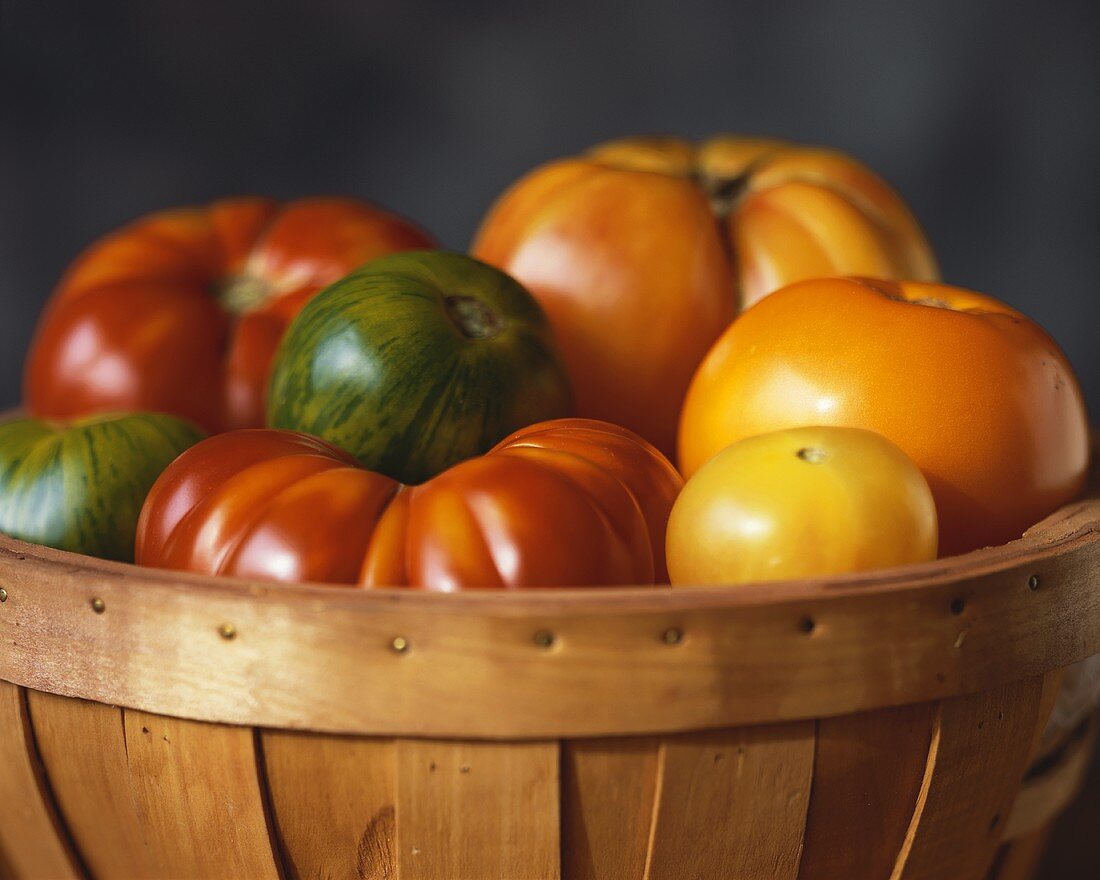 Basket of Assorted Heirloom Tomatoes