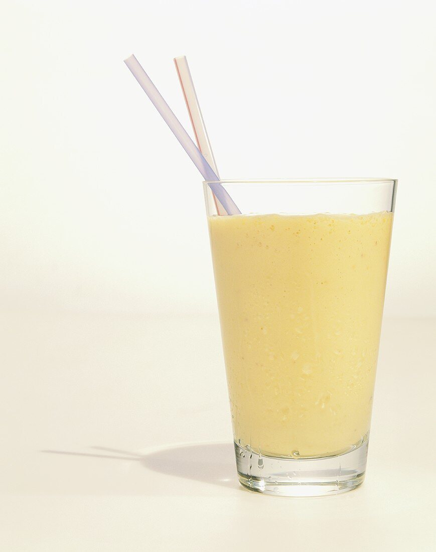 Smoothie in a Glass with Two Straws