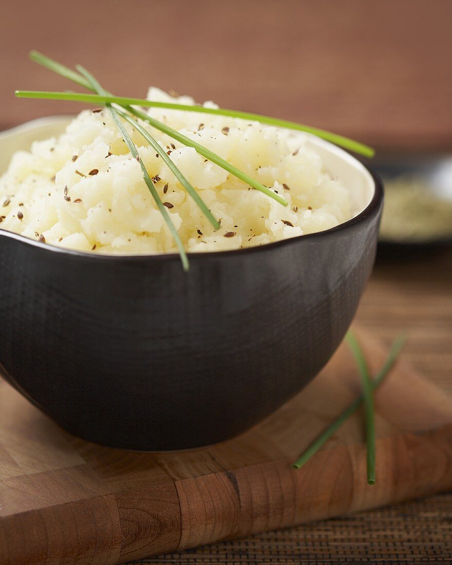 Bowl of Mashed Potatoes with Chives