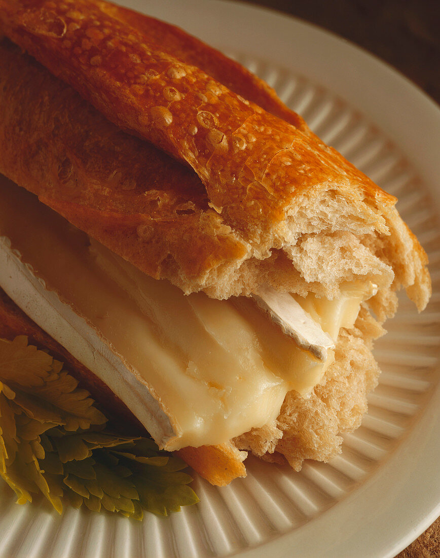 Baguette mit Brie, Close Up