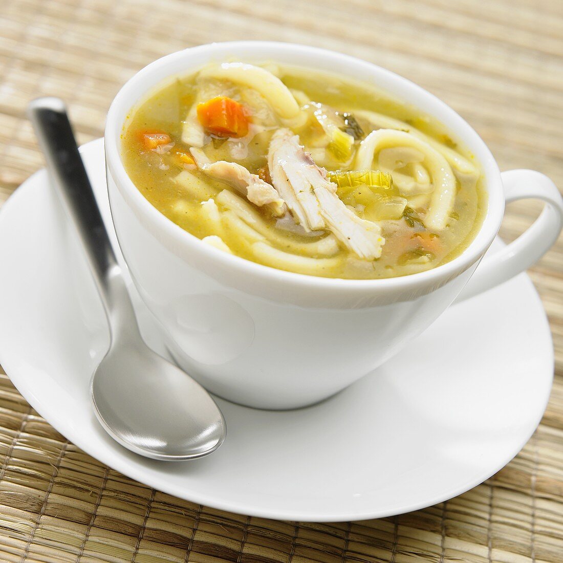 Chicken Noodle Soup in a Cup with Saucer