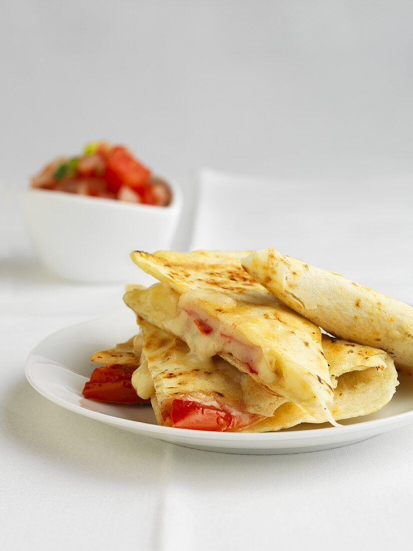 Tomato Quesadillas with Salsa