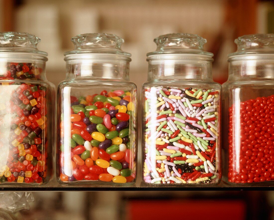 Assorted Candies in Glass Canisters