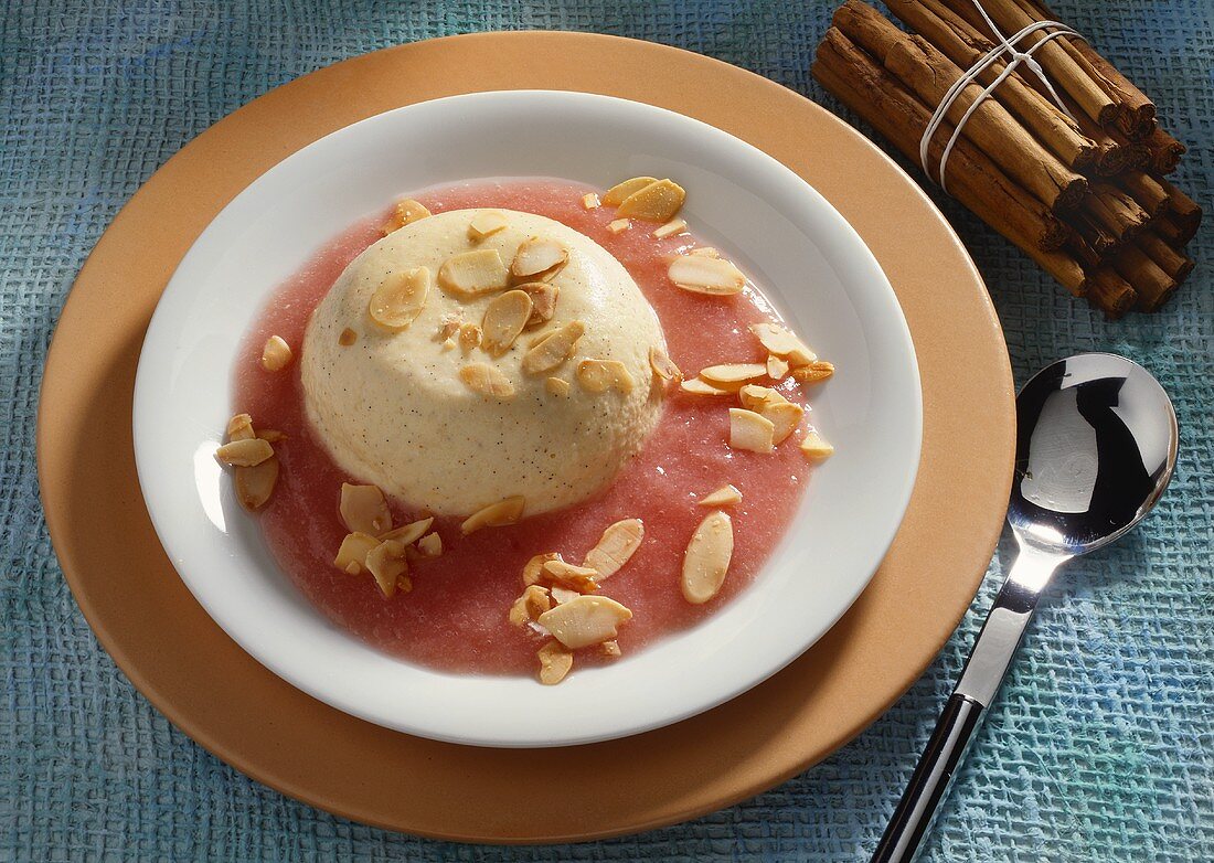 Cream Mousse with Rhubarb Sauce