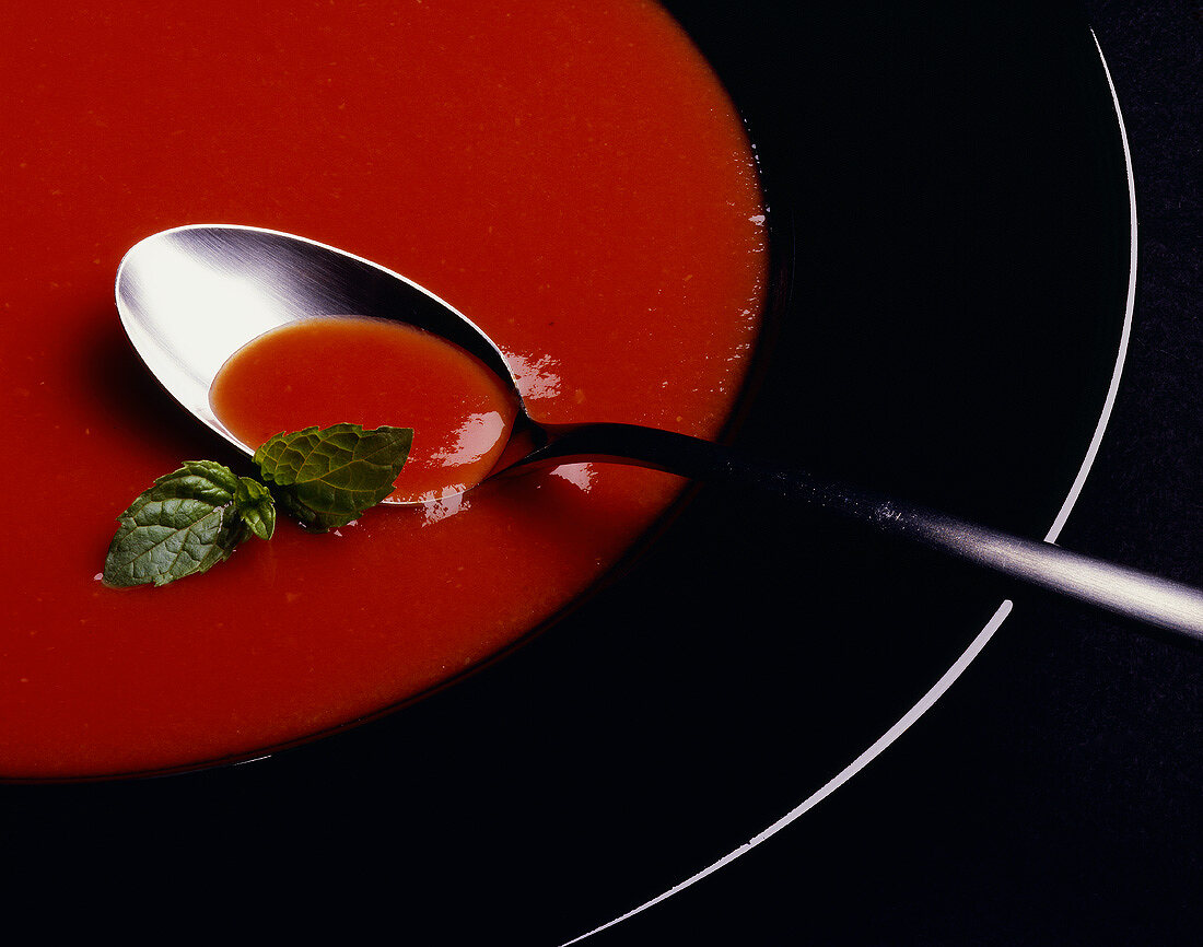 Tomatencremesuppe mit Basilikum