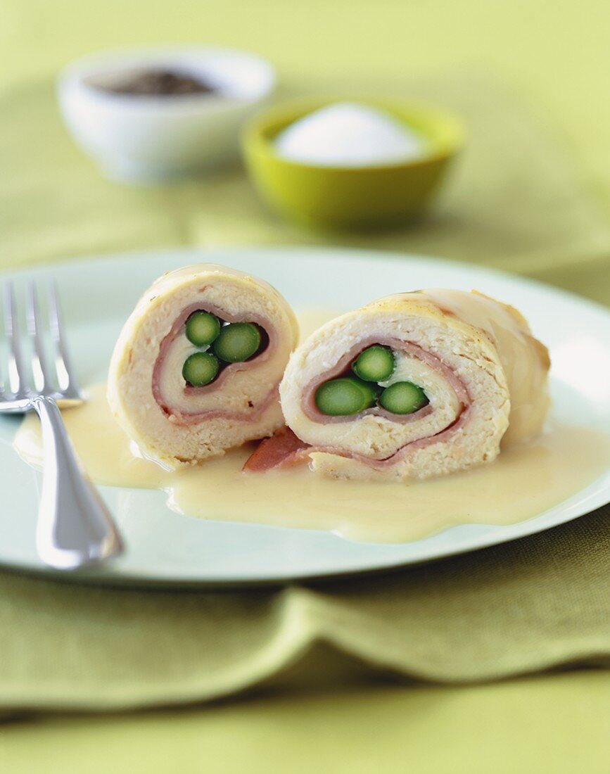 Chicken Roulades with Ham and Asparagus