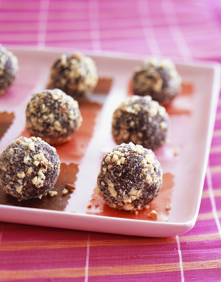Chocolate Truffles with Ground Nuts