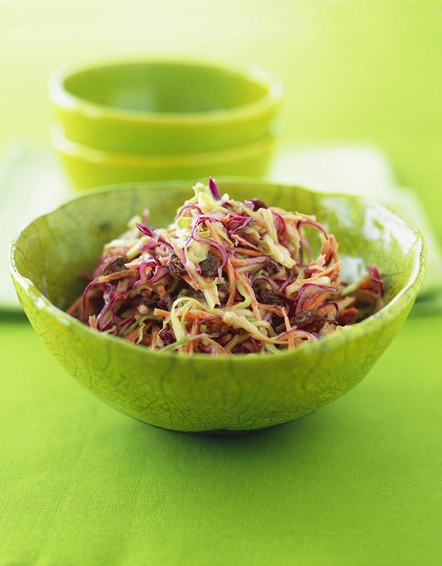 Coleslaw in a Green Bowl