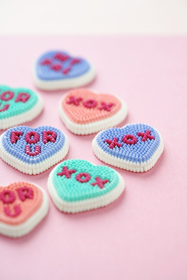Many Assorted Love Icing Hearts