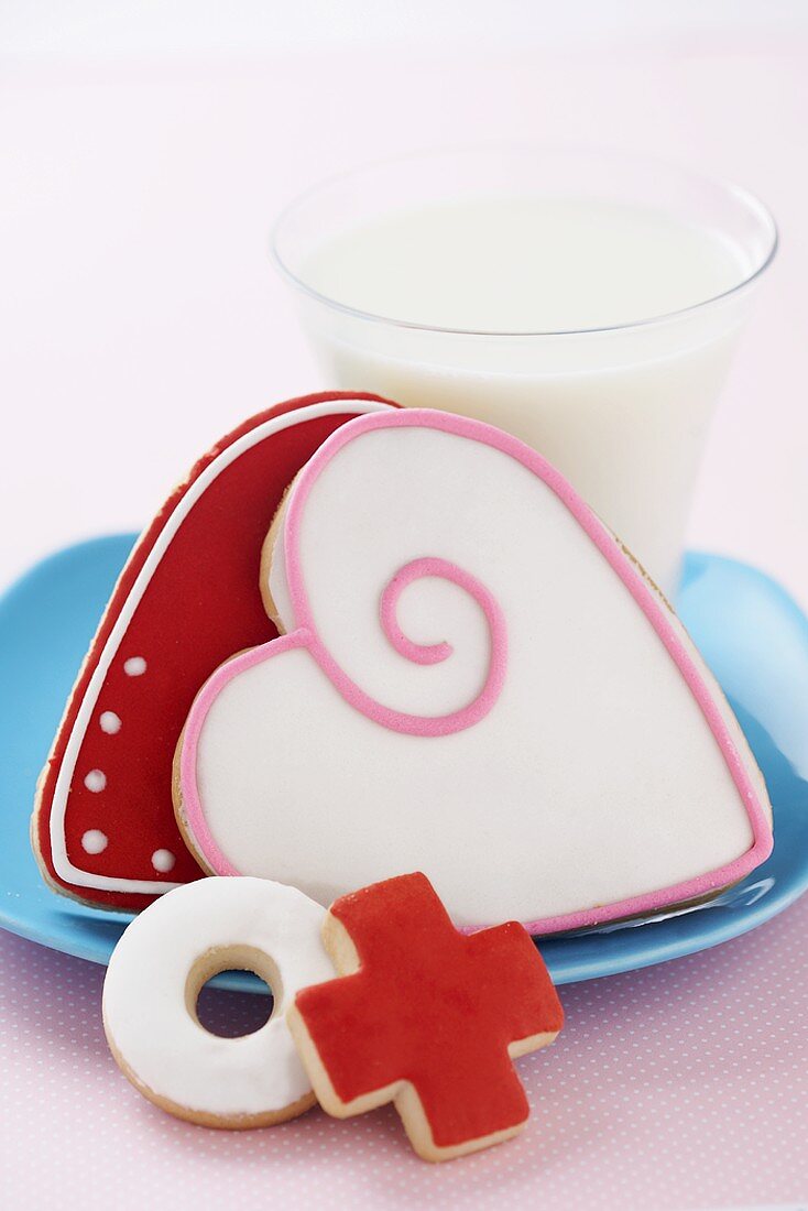 Valentine's Day Cookies, Glass of Milk