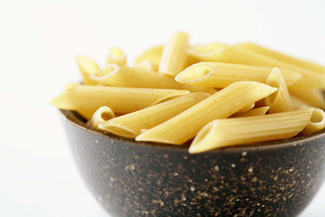 Close Up of a Bowl of Wheat Penne Pasta