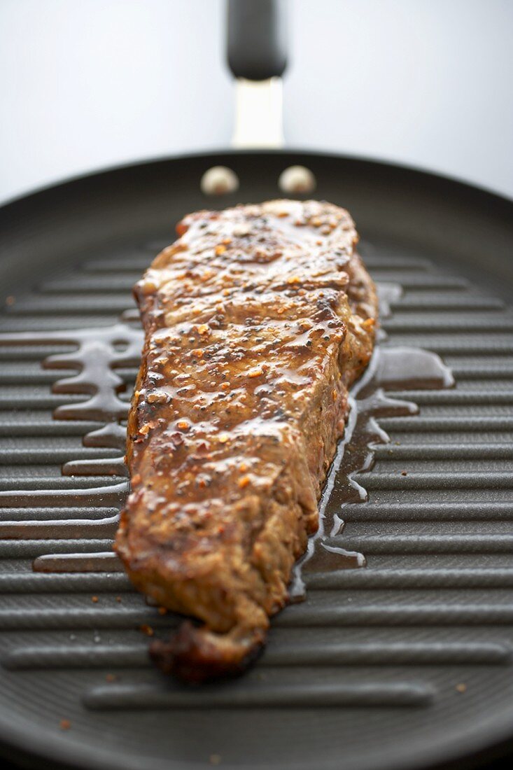 Top Sirloin Steak on a Grill Pan