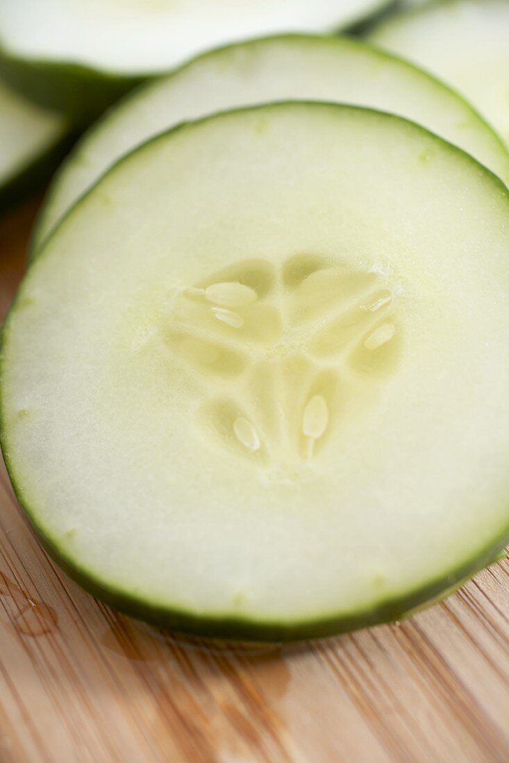 Close Up of Organic Cucumber Slices