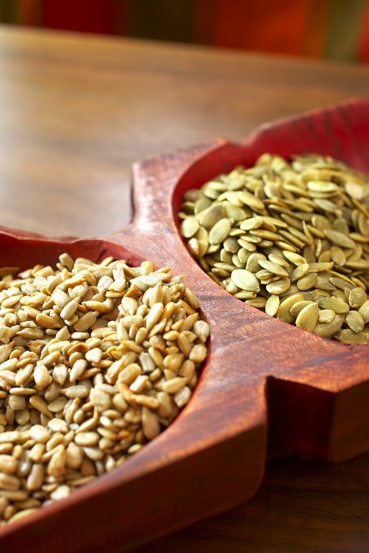 Organic Pumpkin and Sunflower Seeds in a Serving Tray