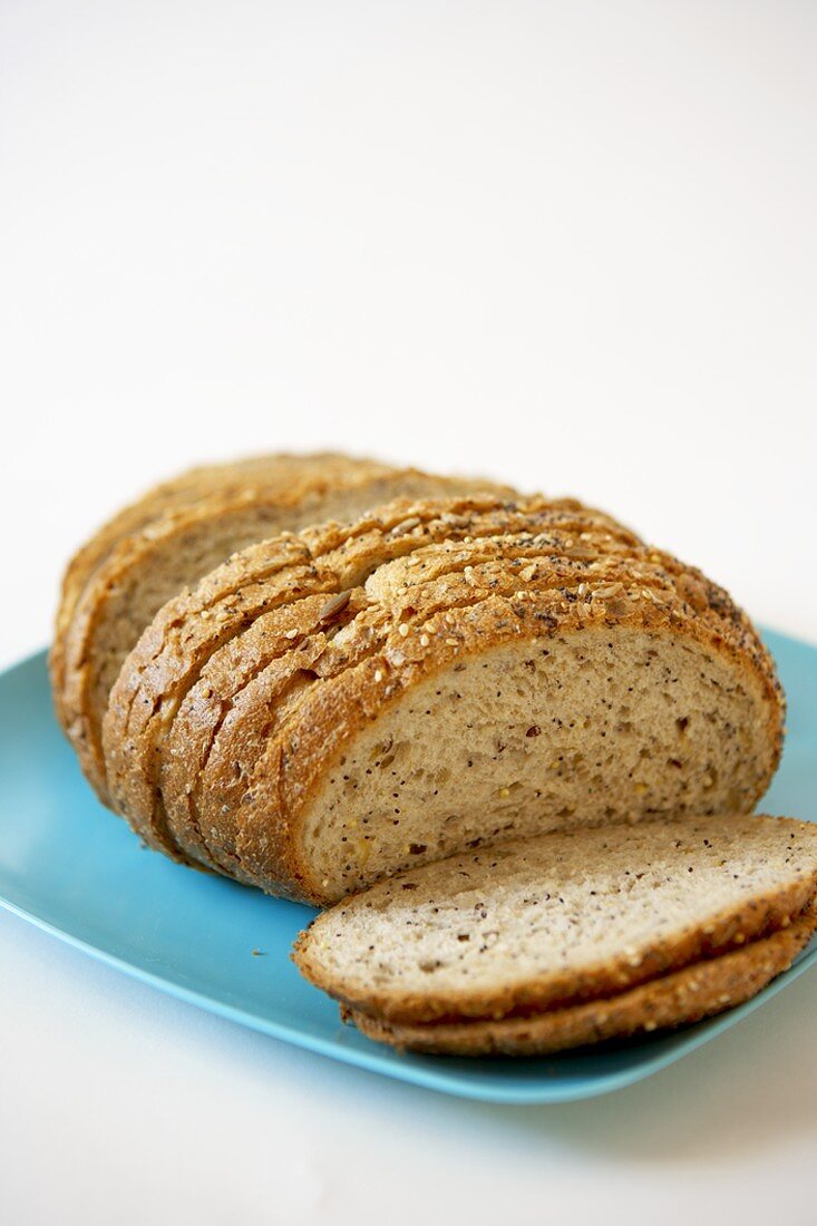 Sliced Loaf of Organic Seven Grain Whole Wheat Bread