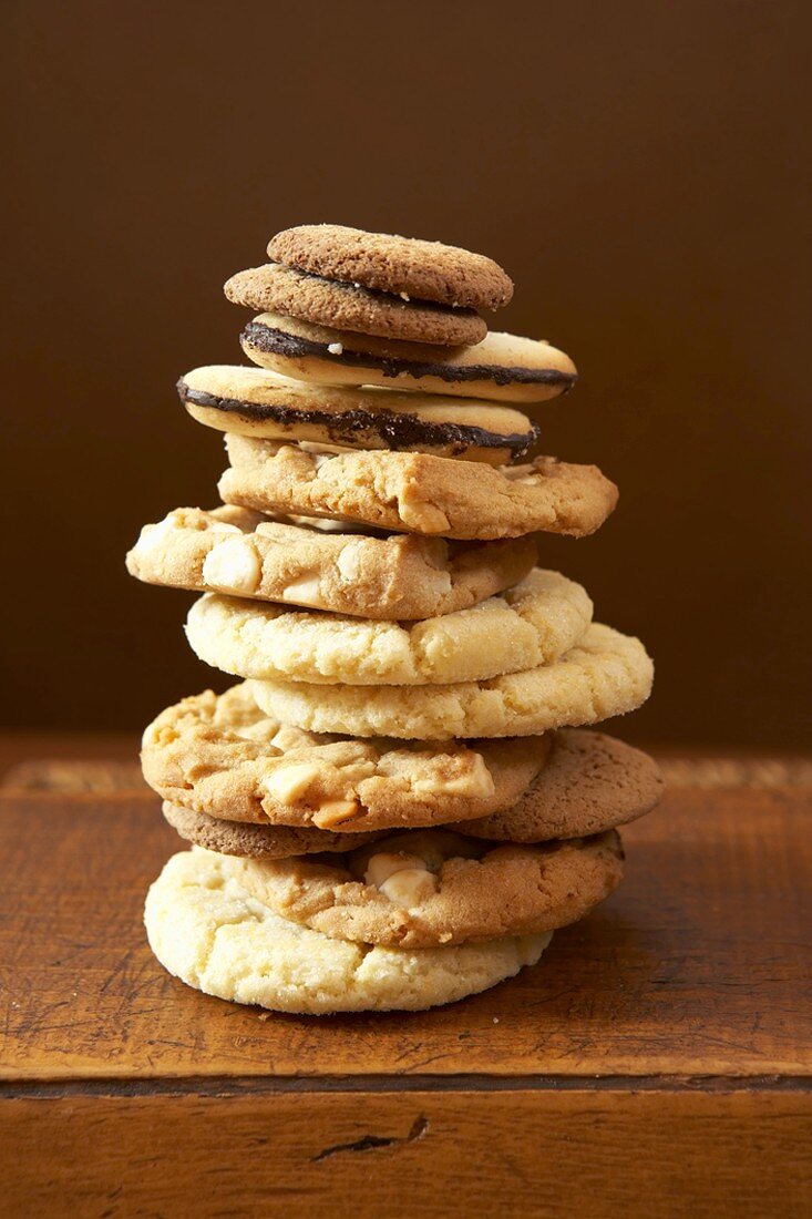 Tall Stack of Assorted Cookies
