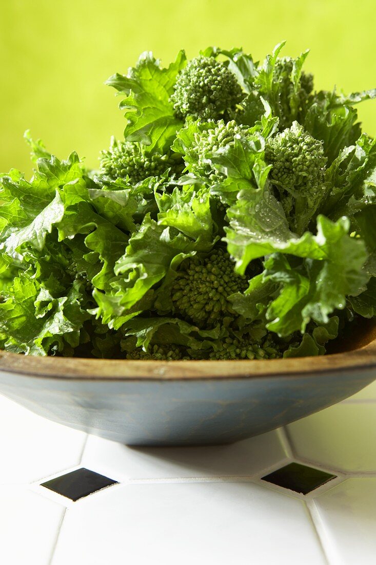 Bowl of Fresh Organic Broccoli Rabe