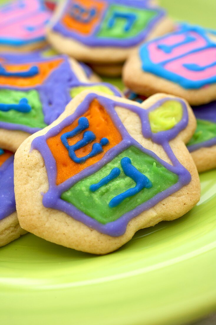 Jüdische Dreidel-Plätzchen zu Hannukah