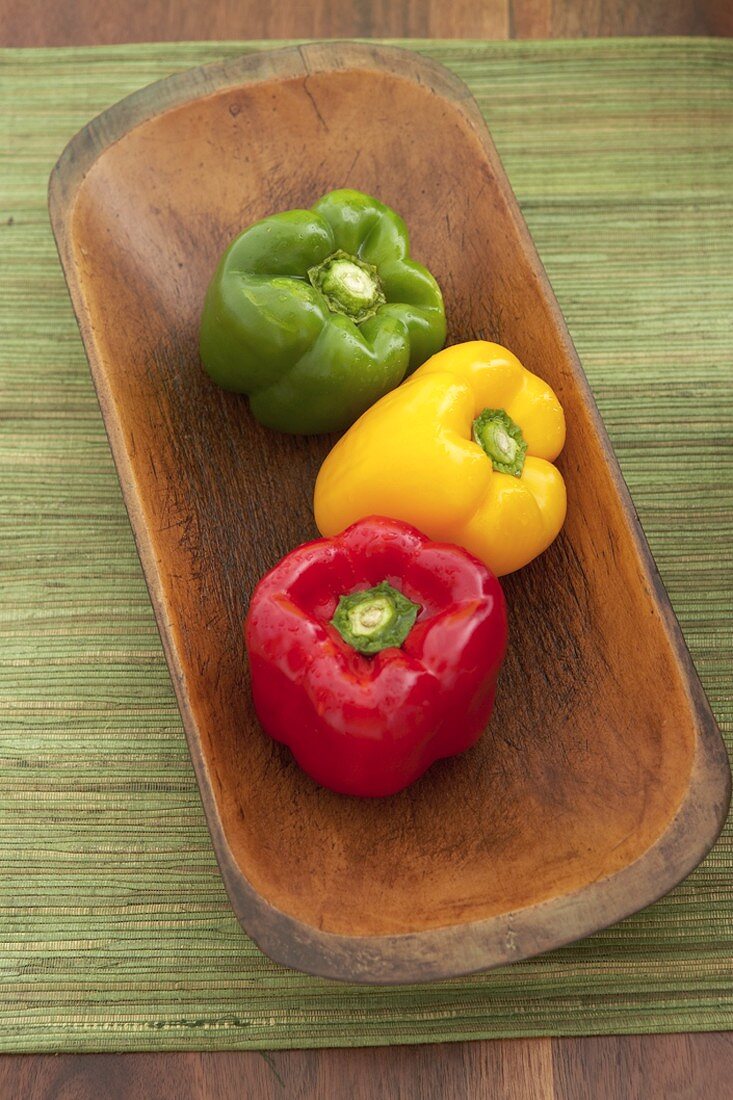 Three Bell Peppers: Red, Yellow and Green