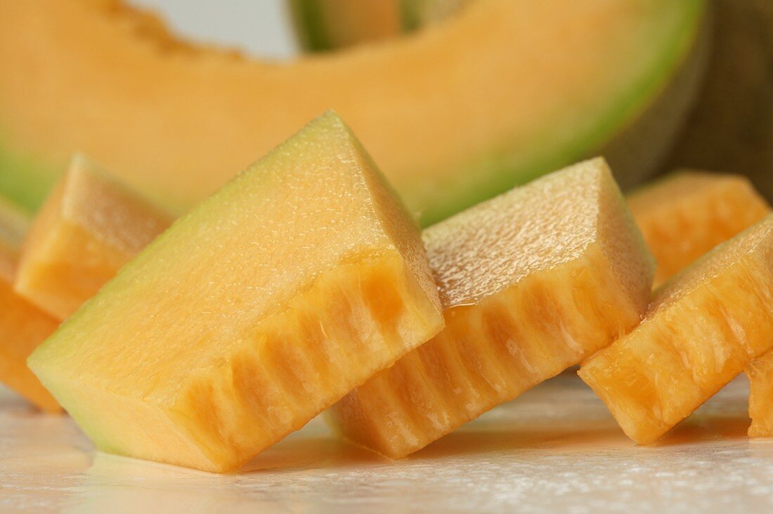 Cantaloupemelonenstücke (Close Up)