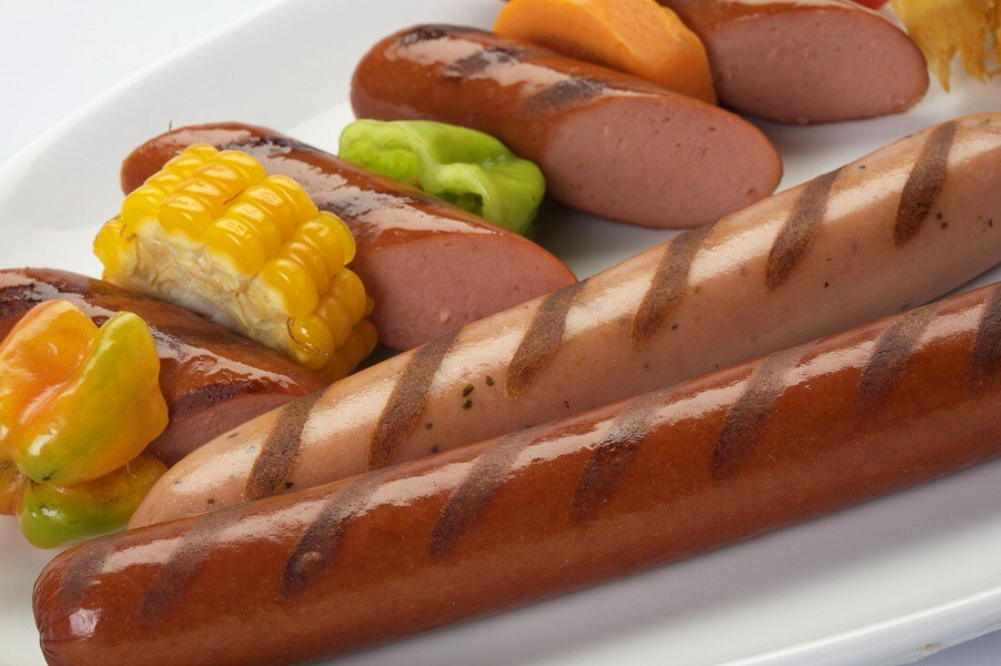 Grilled Hot Dogs with Vegetable and Hot Dog Skewer