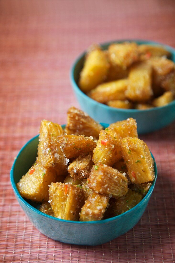 Oven Dried Spicy Pineapple Snacks