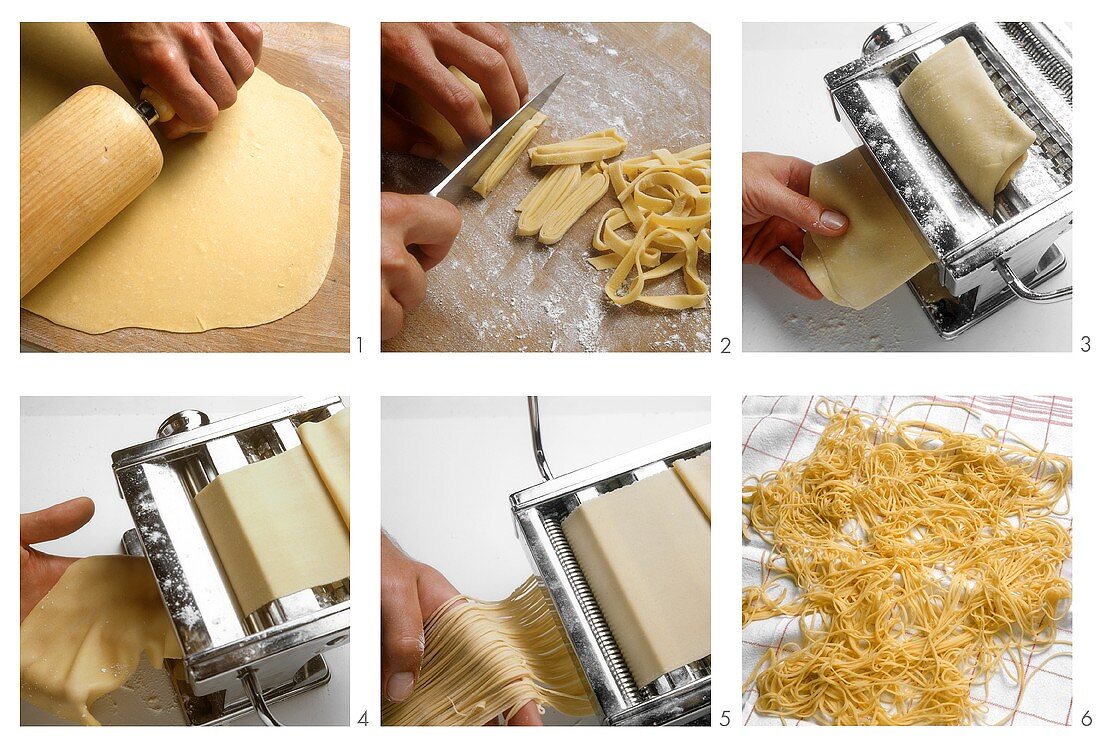 Rolling out and cutting pasta dough