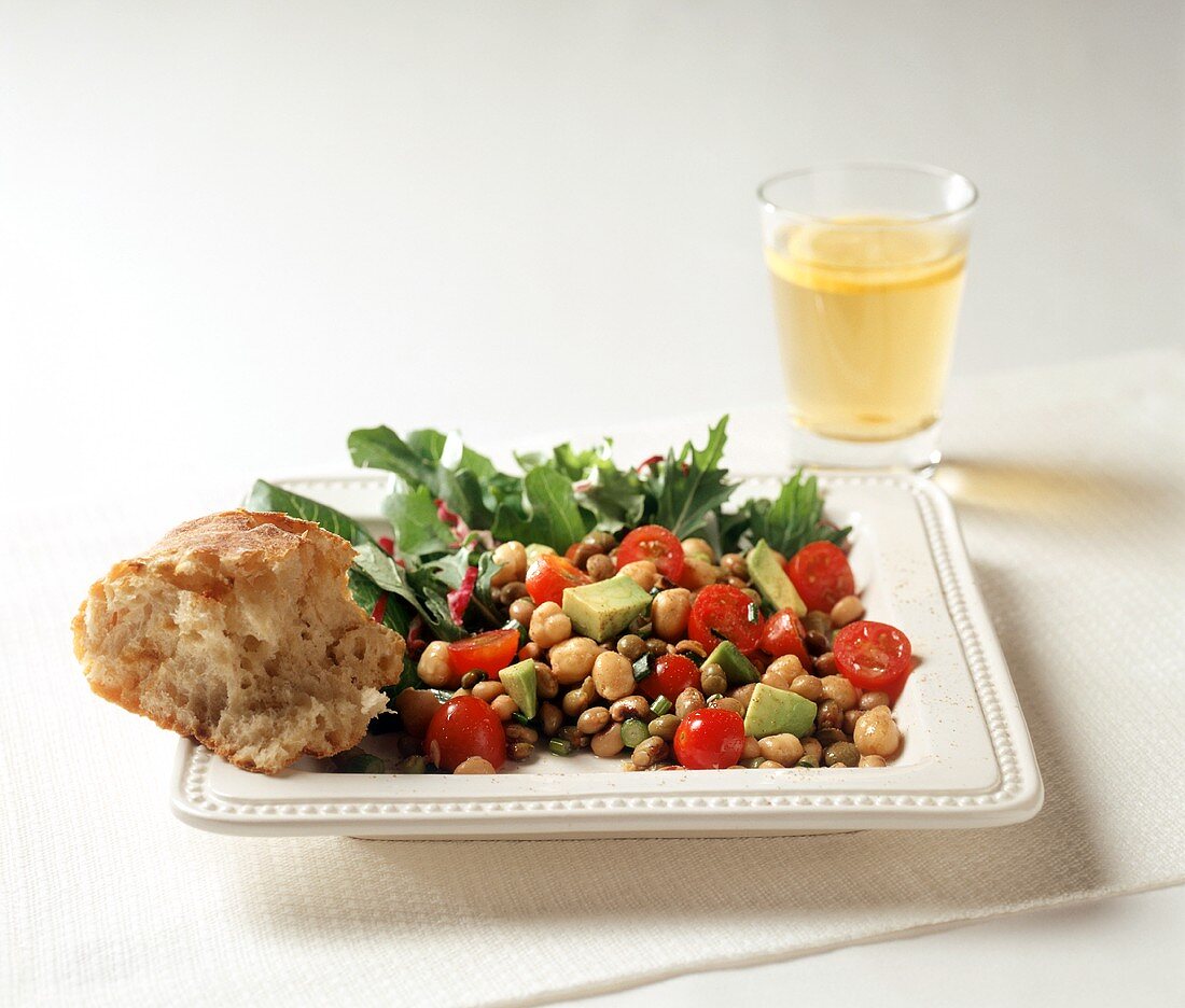 Legume Salad with Avocado and Tomatoes