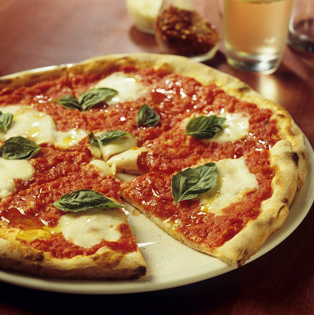 Mozzarella, Tomato and Basil Pizza