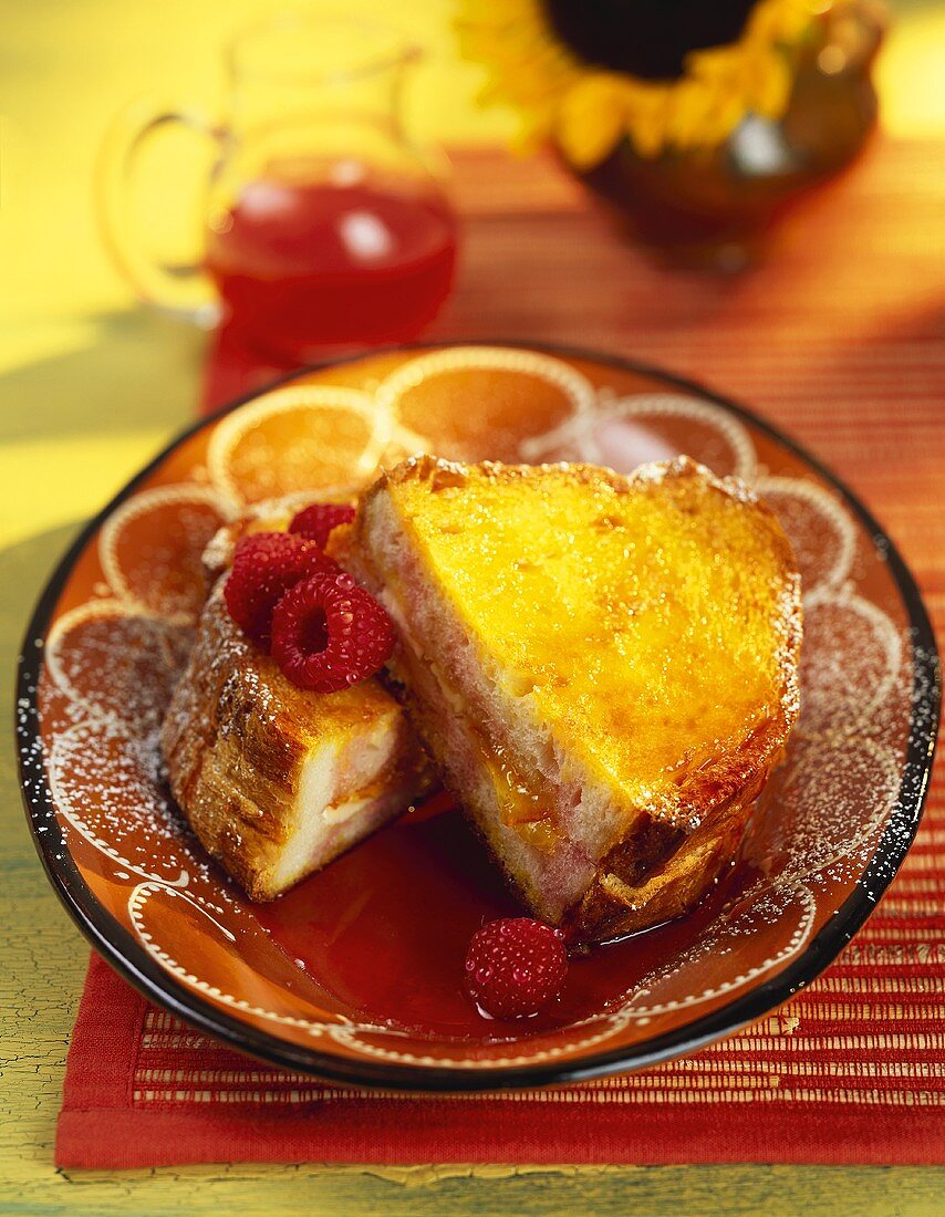 French toast filled with marmalade and cream cheese