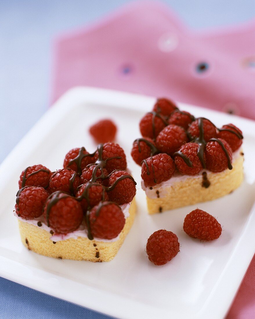 Two small raspberry cakes