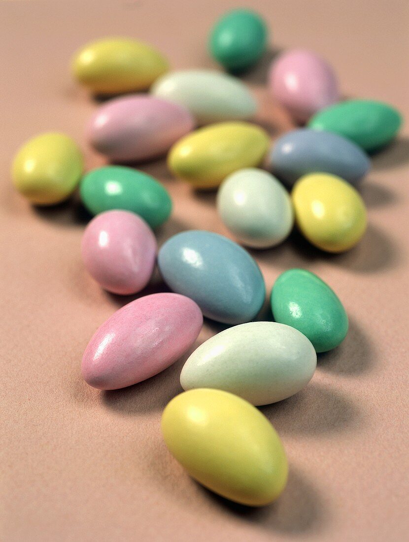 Coloured sugared almonds