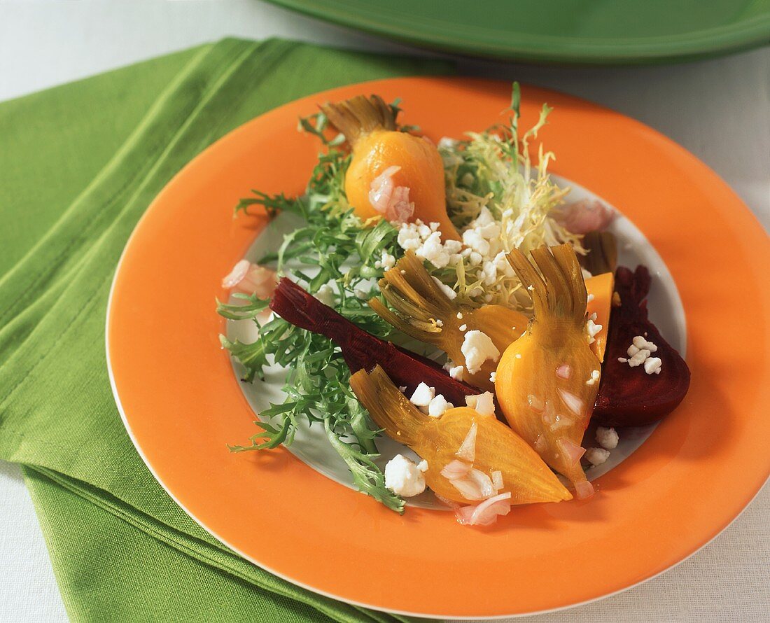 Roasted Beet Salad with Feta and Frisee