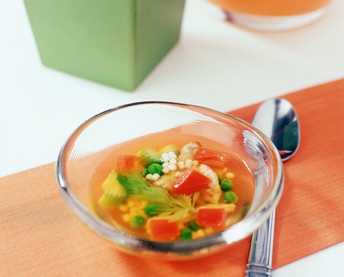 Vegetable soup with acini di pepe (Turkey)