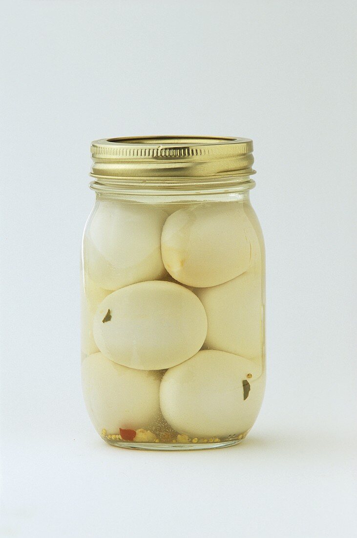 Pickled eggs in screw-top jar