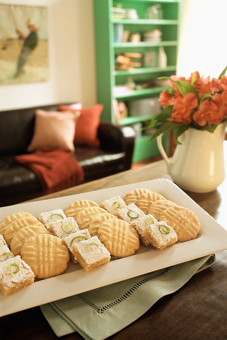 Sugar Cookies and Key Lime Bars on a Table in the Livingroom