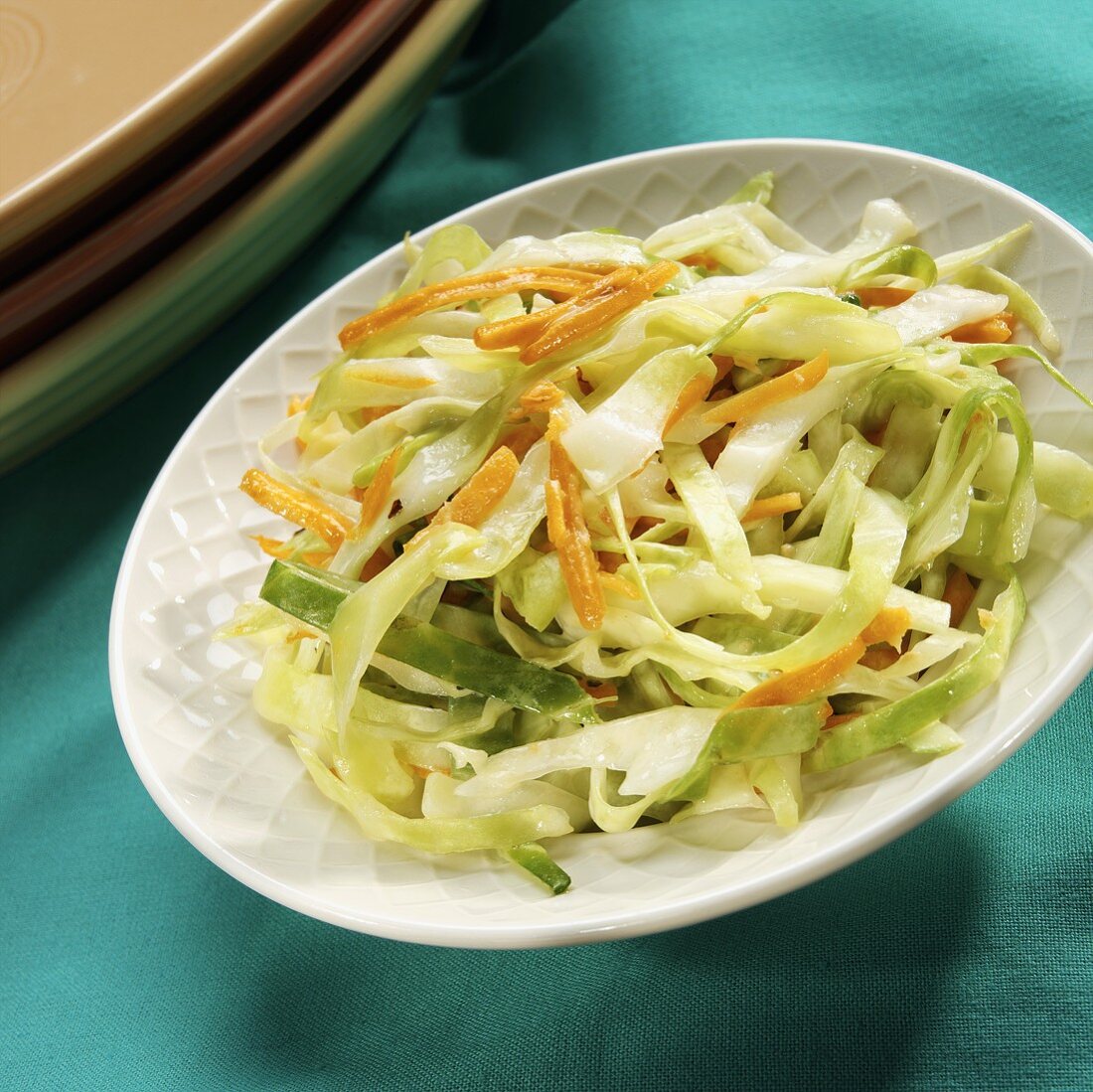 Coleslaw on white plate