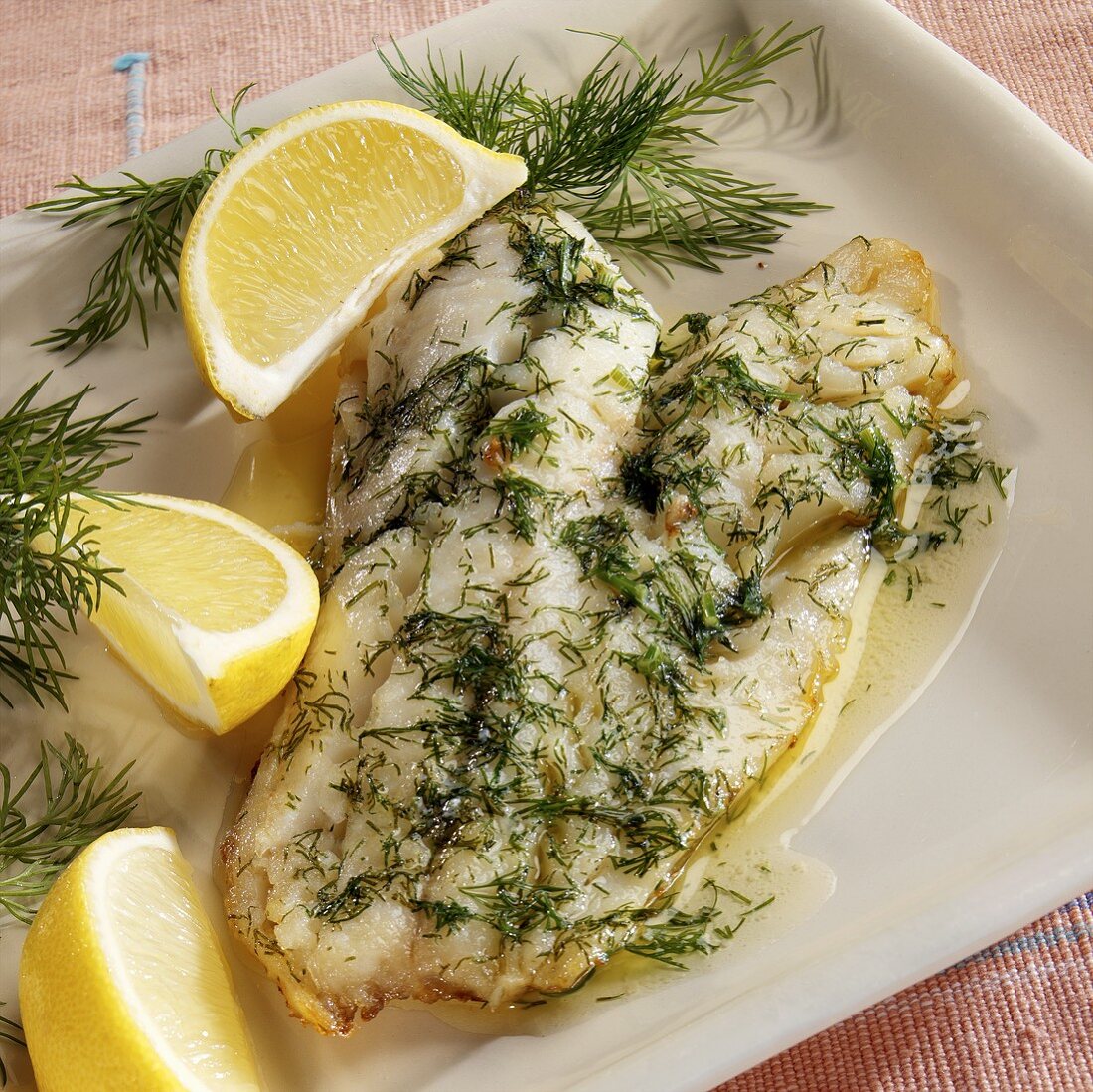 Fish fillet with dill and lemon