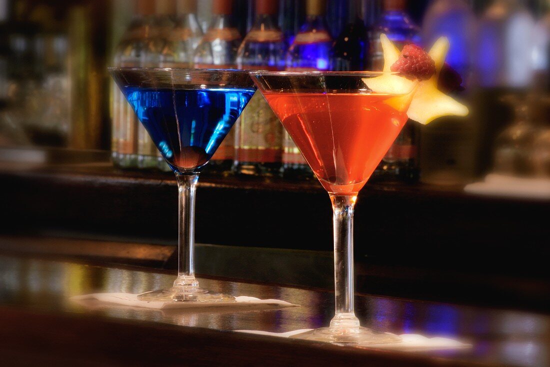 Two cocktails in a bar