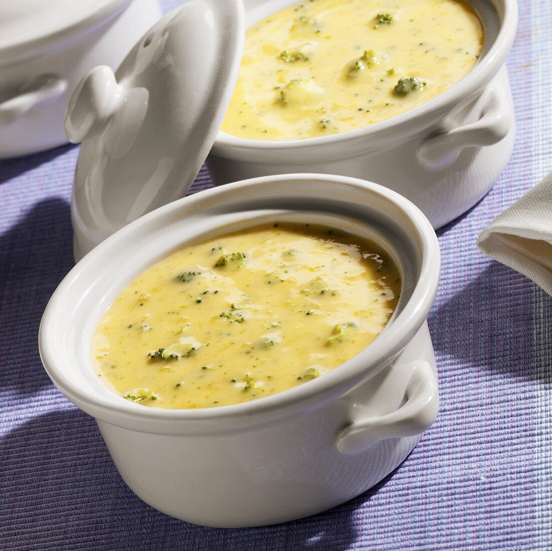 Two Crocks of Broccoli and Cheddar Soup