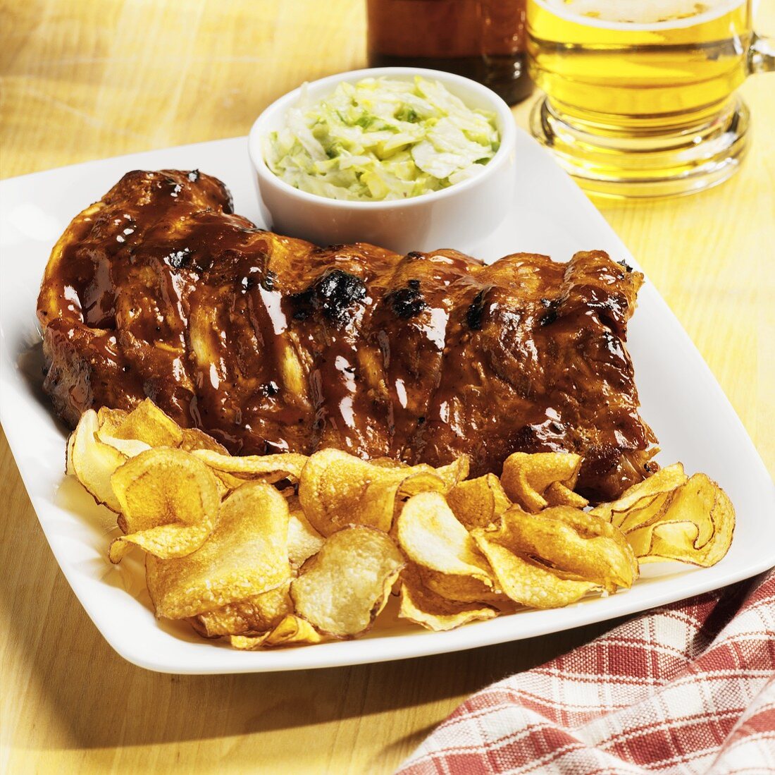 Baby Back Ribs with Saratoga Chips and Cole Slaw
