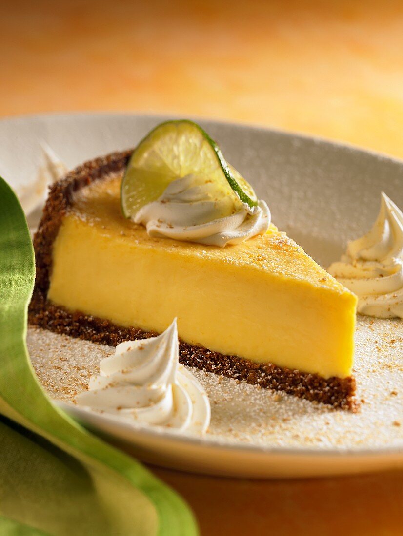 A Slice of Key Lime Pie with Whipped Cream