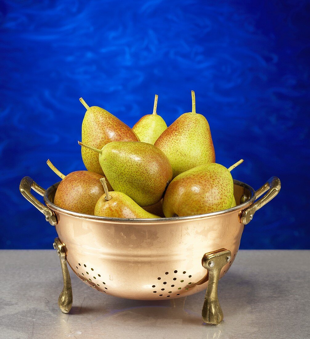 Pears in a Copper Colander